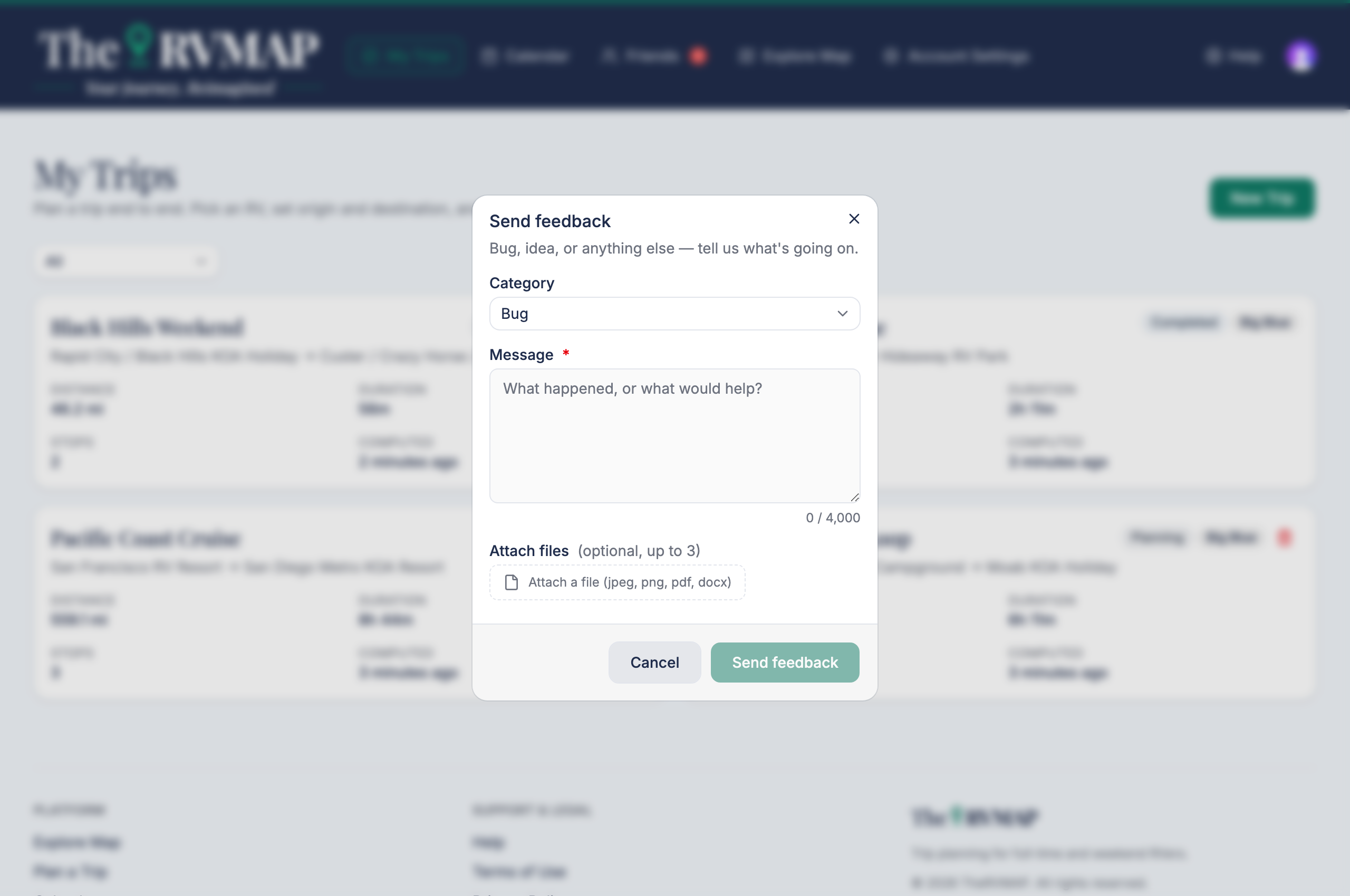 Send feedback form (web)