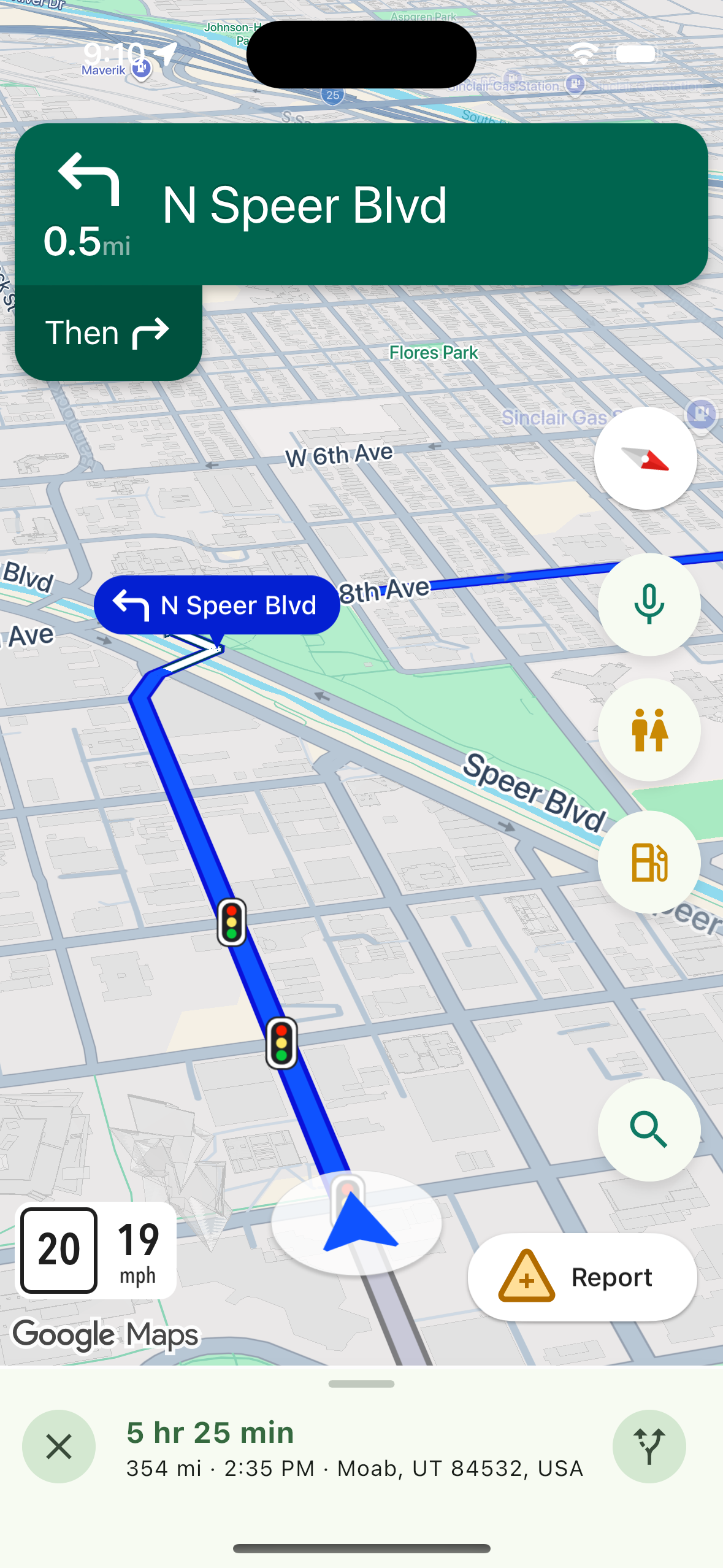 Drive screen quick-picks rail on the right edge (phone)