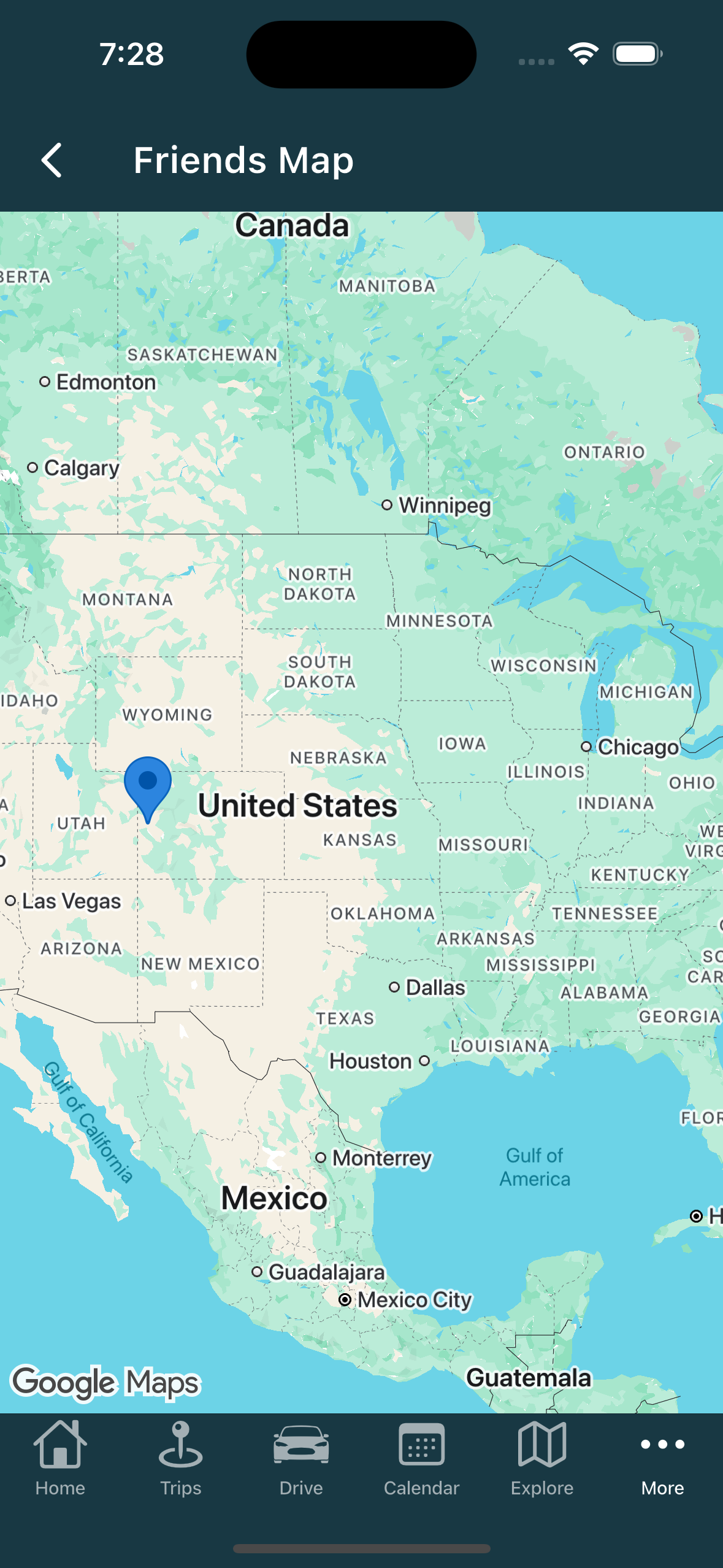 Friends map on the phone (iPhone)