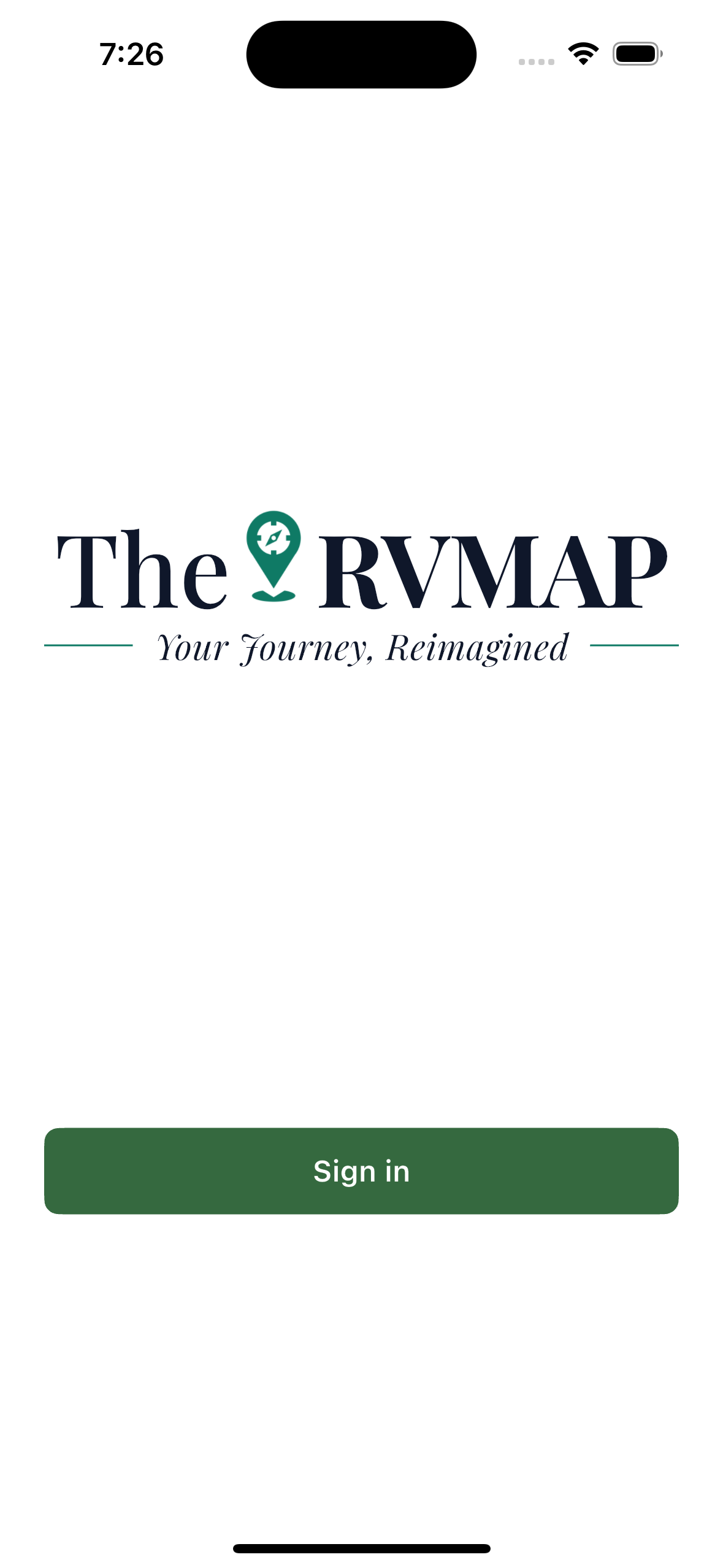 Landing screen: logo, Sign in button, Apply for the beta link (phone)