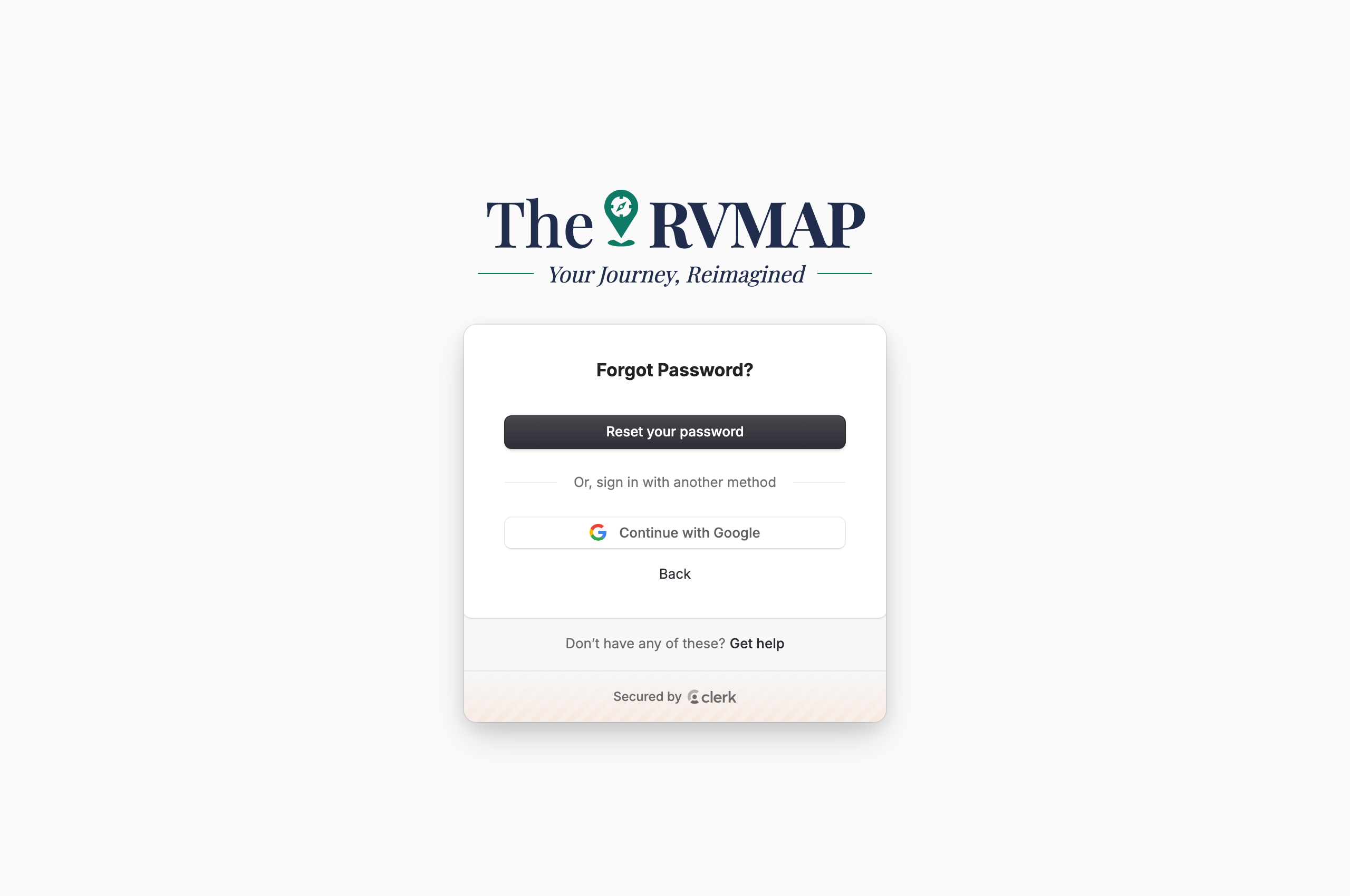 Forgot Password screen with Reset your password and Email code options (web)