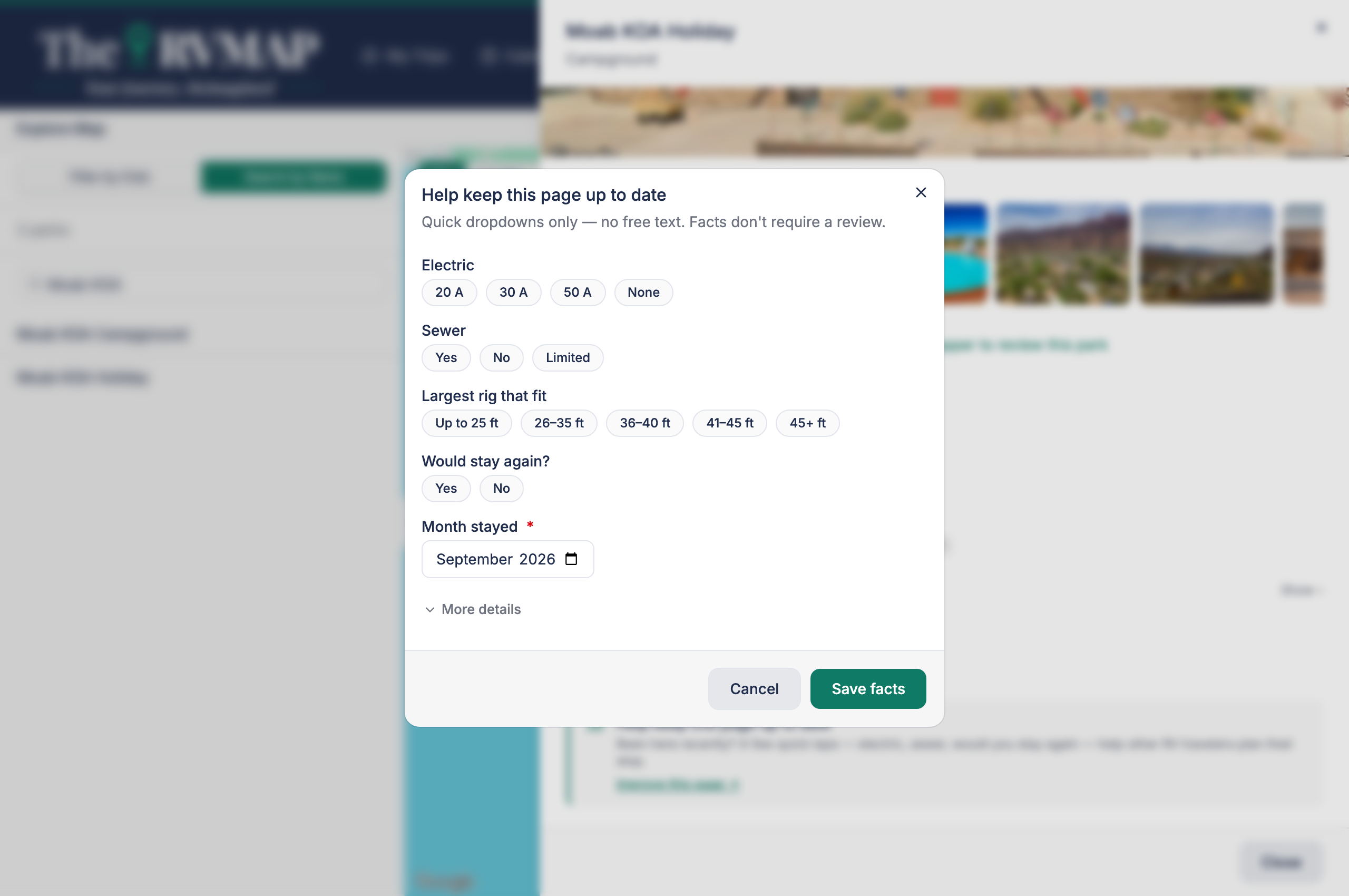 The improve-this-page facts form (web)