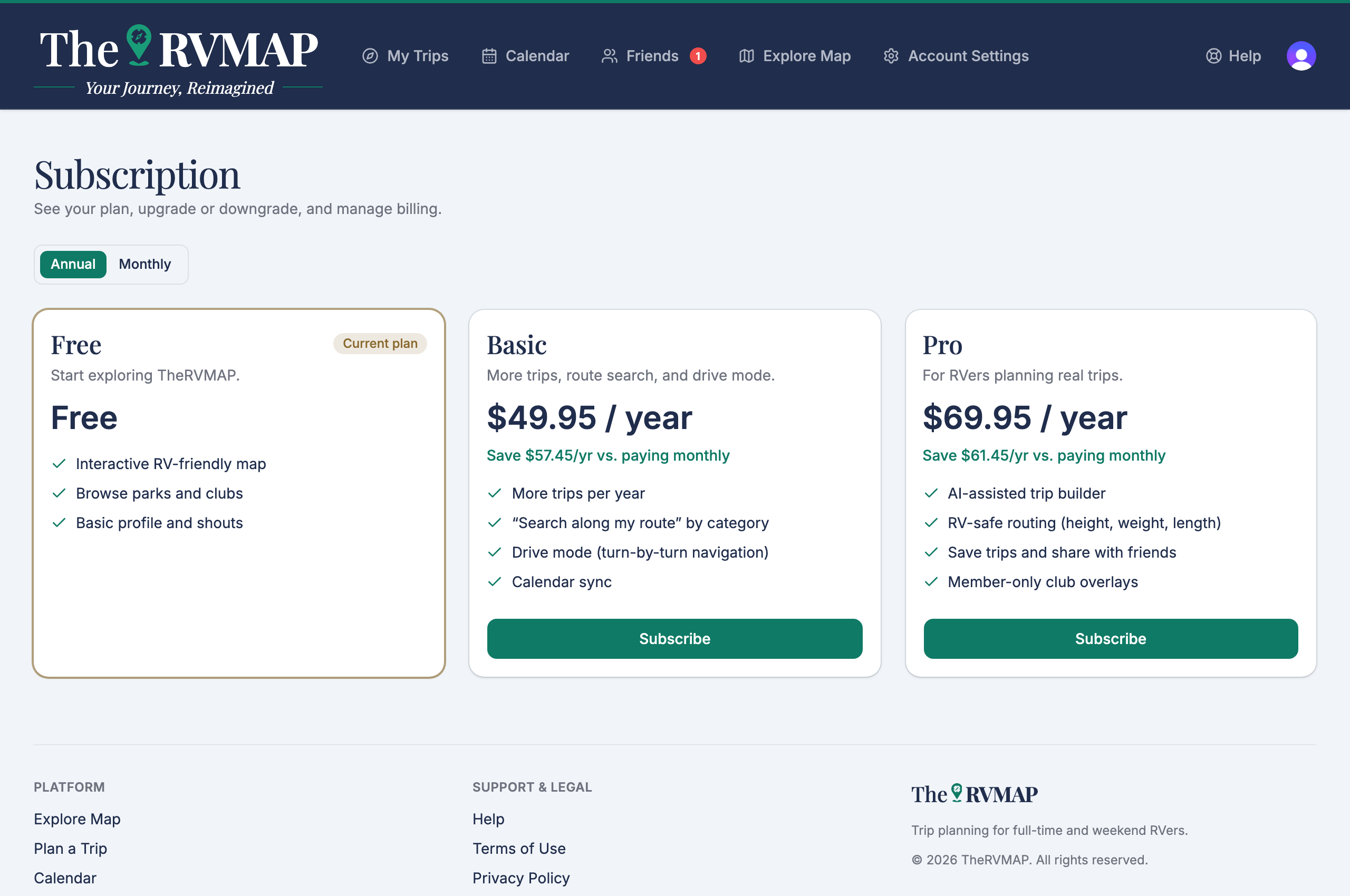 The plan grid with all three plans (web)